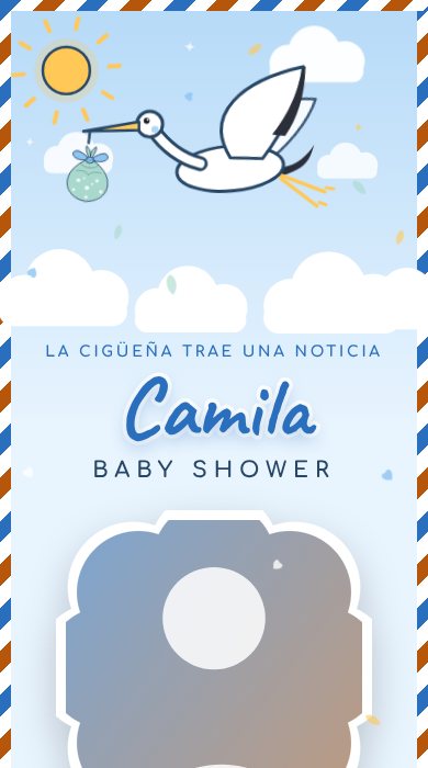 Diseño Cigüeña y nubes